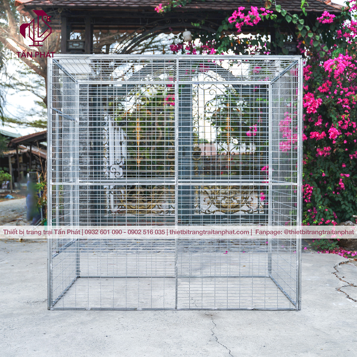 Mặt trước chuồng nuôi gà 1m2 2m 2m bao sắt hộp và chống soi - Thiết bị trang trại Tấn Phát Chuồng nuôi gà 1m2 2m 2m bao sắt hộp và chống soi